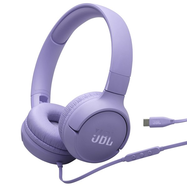 JBL Tune 520C USB-C Wired On-Ear Headphone with Mic - Purple JBL Tune 520C USB-C Wired On-Ear Headphone with Mic - Purple