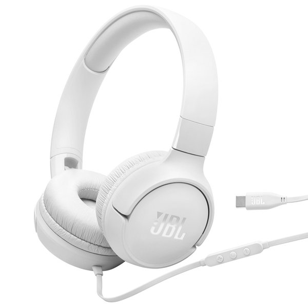 JBL Tune 520C USB-C Wired On-Ear Headphone with Mic - White JBL Tune 520C USB-C Wired On-Ear Headphone with Mic - White