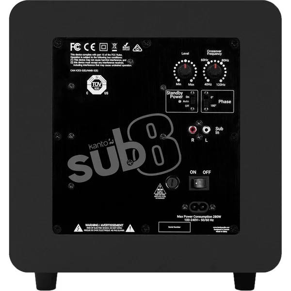 Kanto SUB8 8-inch (8") Powered Subwoofer - Matte Black