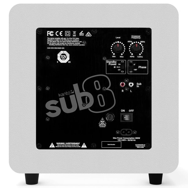 Kanto SUB8 8-inch (8") Powered Subwoofer - Matte White Kanto SUB8 8-inch (8") Powered Subwoofer - Matte White