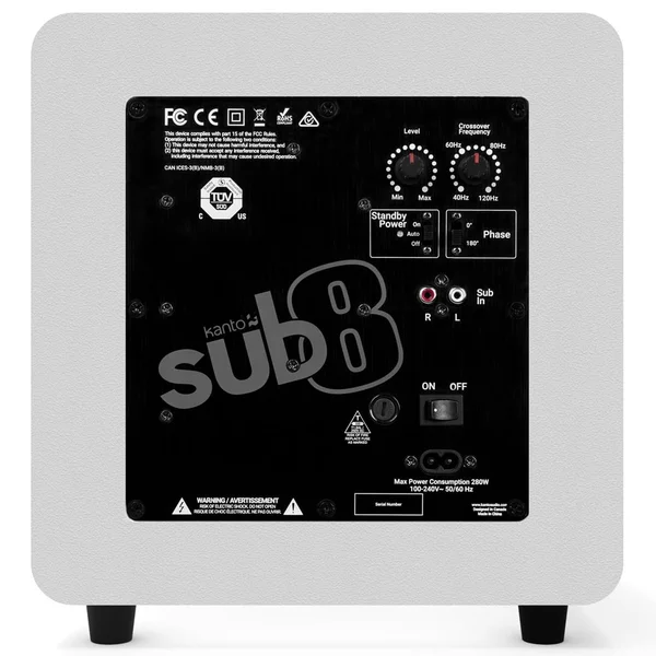 Kanto SUB8 8-inch (8") Powered Subwoofer - Matte White