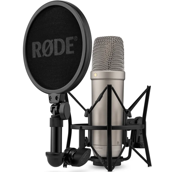 RODE NT1 5th Generation Cardioid Condenser USB/XLR Microphone with SM6 Shock Mount & Pop Filter - Silver