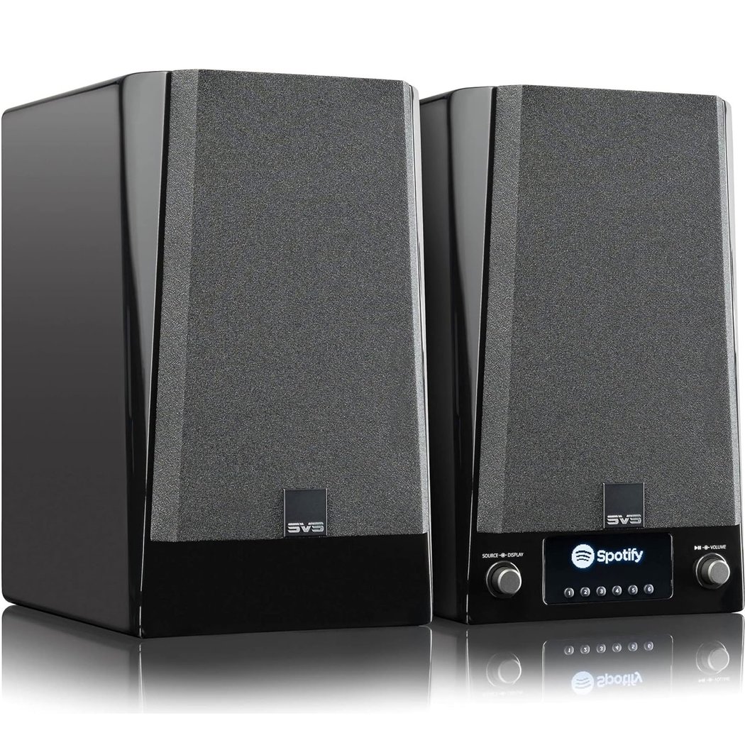 SVS Prime Wireless Pro Multi-Room Wireless Bluetooth/WiFi Desktop Bookshelf Speakers (with HDMI) - Black