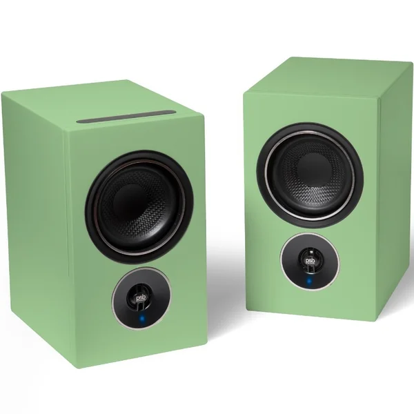 PSB Alpha iQ MQA Multi-Room Wireless Bluetooth/WiFi Network Desktop Bookshelf Speakers (w/ HDMI & Phono) - Mint Green