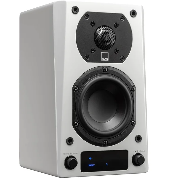 SVS Prime Wireless Pro Multi-Room Wireless Bluetooth/WiFi Desktop Bookshelf Speakers (with HDMI) - Piano Gloss White