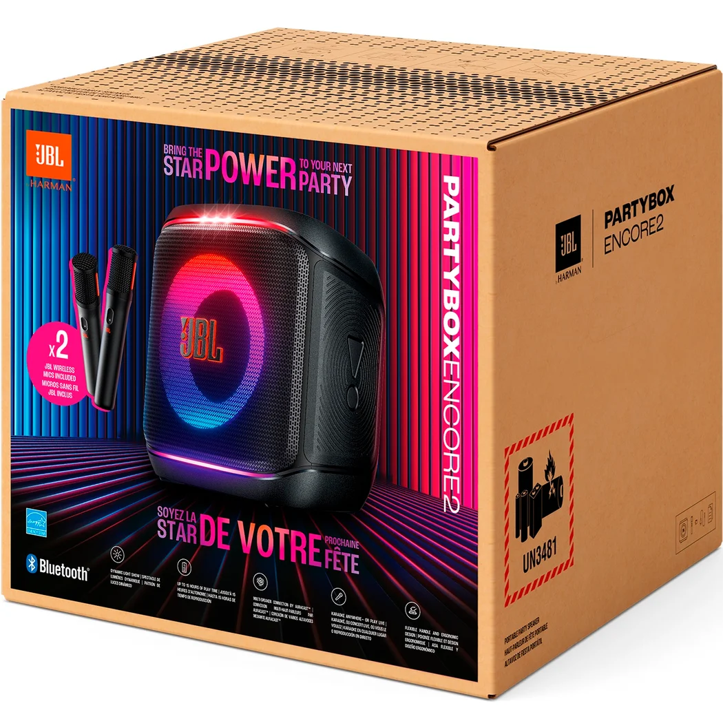 JBL PartyBox Encore 2 with dual wireless microphones