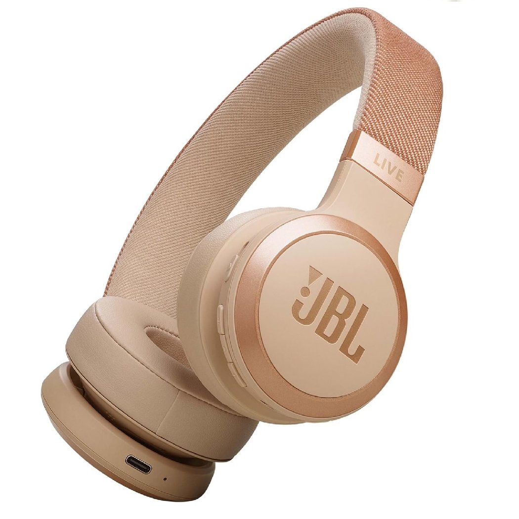 JBL Live 670NC Wireless Bluetooth Noise-Cancelling On-Ear Headphone with Mic - Sandstone
