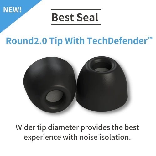 Comply 100 Series TRZ-100 Round 2.0 Foam Eartips with TechDefender WaxGuard (3-Pairs)