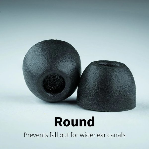 Comply 100 Series TRZ-100 Round 2.0 Foam Eartips with TechDefender WaxGuard (3-Pairs)