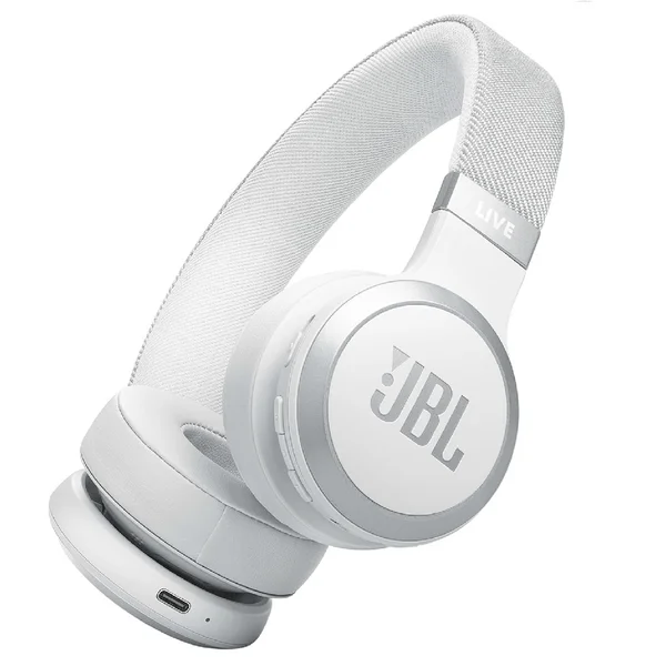 JBL Live 670NC Wired/Wireless Bluetooth Noise-Cancelling On-Ear Headphone with Mic - White