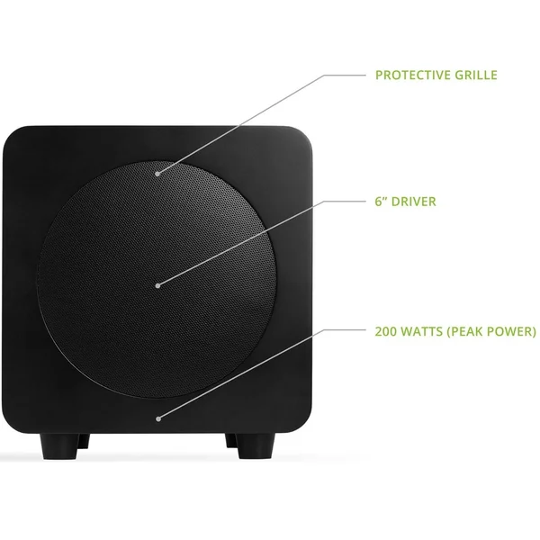 Kanto SUB6 6-inch (6") Powered Subwoofer - Vinyl Black