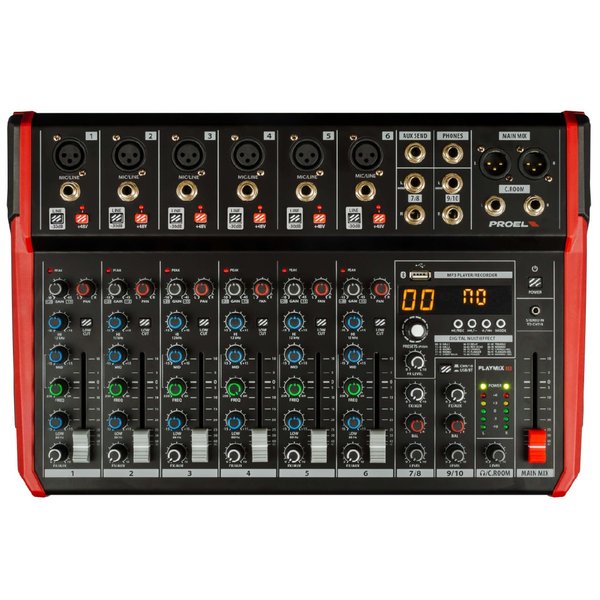 Proel PLAYMIX10 10-Channel Compact Mixer with DSP & USB/Bluetooth Interface - Black Proel PLAYMIX10 10-Channel Compact Mixer with DSP & USB/Bluetooth Interface - Black