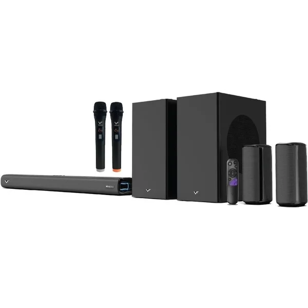 Vinnfier Cinema DA520 5.2.4 Dolby Atmos Wireless Bluetooth Soundbar w/ Dual 6.5" Wireless Subwoofers & Handheld Mics (w/ HDMI)