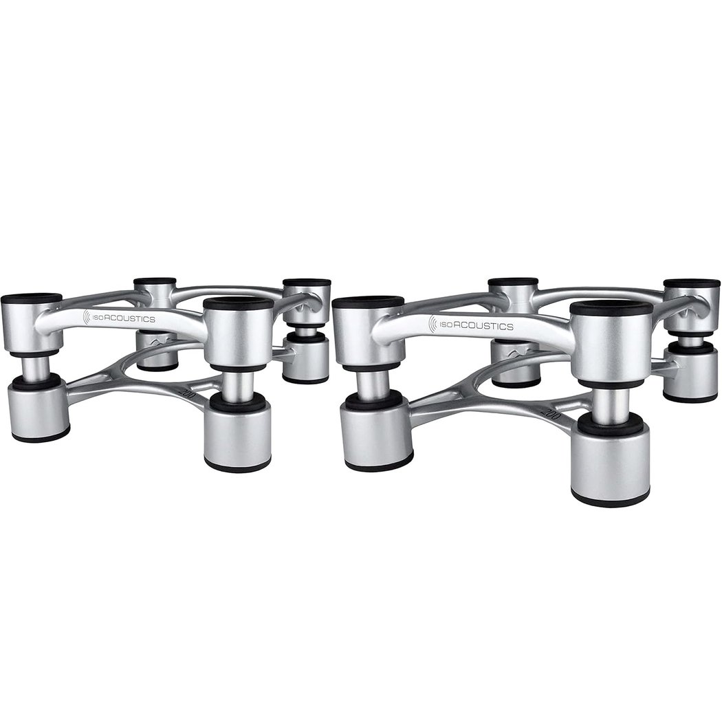 IsoAcoustics Aperta200 Isolation Desktop Speaker Stands for Large Sized Speakers (Pair) - Silver