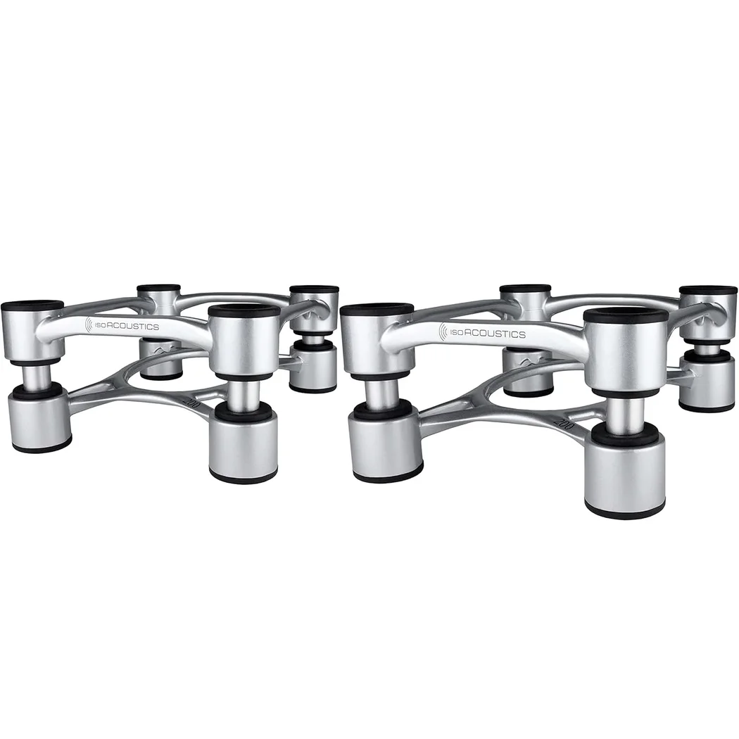IsoAcoustics Aperta200 Isolation Desktop Speaker Stands for Large Sized Speakers (Pair) - Silver