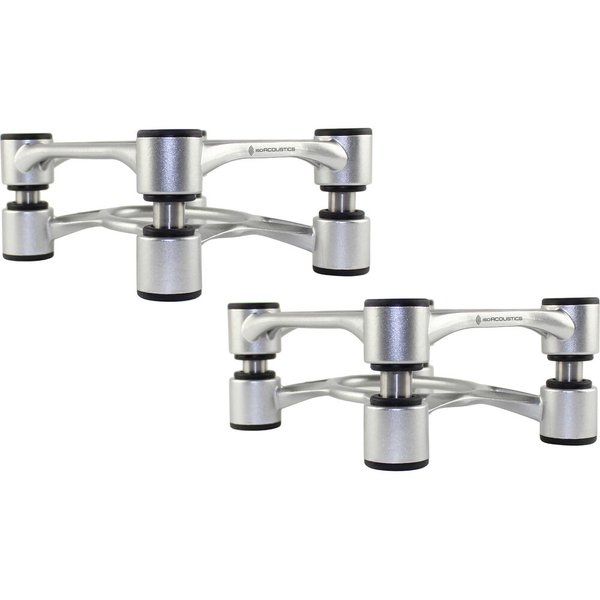 IsoAcoustics Aperta Isolation Desktop Speaker Stands for Medium Sized Speakers (Pair) - Silver