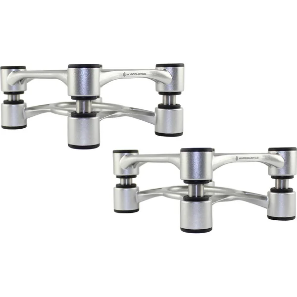IsoAcoustics Aperta Isolation Desktop Speaker Stands for Medium Sized Speakers (Pair) - Silver