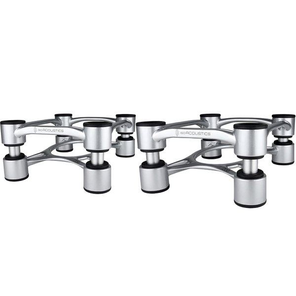 IsoAcoustics Aperta200 Isolation Desktop Speaker Stands for Large Sized Speakers (Pair) - Silver