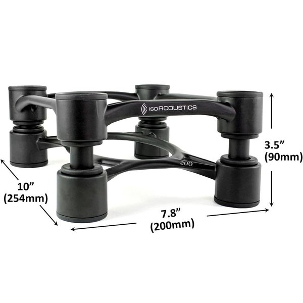 IsoAcoustics Aperta200 Isolation Desktop Speaker Stands for Large Sized Speakers (Pair) - Black