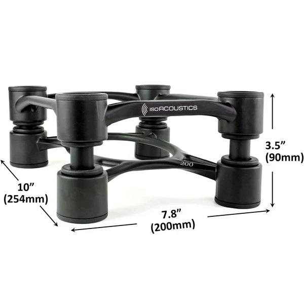 IsoAcoustics Aperta200 Isolation Desktop Speaker Stands for Large Sized Speakers (Pair) - Black