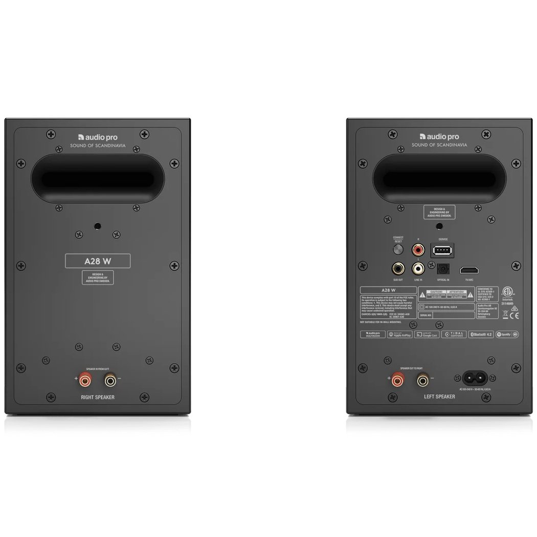 Audio Pro A28 W Multi-Room Wireless Bluetooth/WiFi Desktop Bookshelf Speakers (with HDMI) - Black