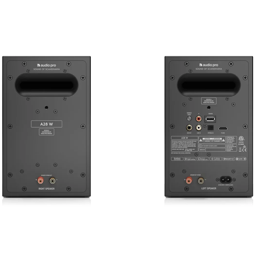Audio Pro A28 W Multi-Room Wireless Bluetooth/WiFi Desktop Bookshelf Speakers (with HDMI) - Black