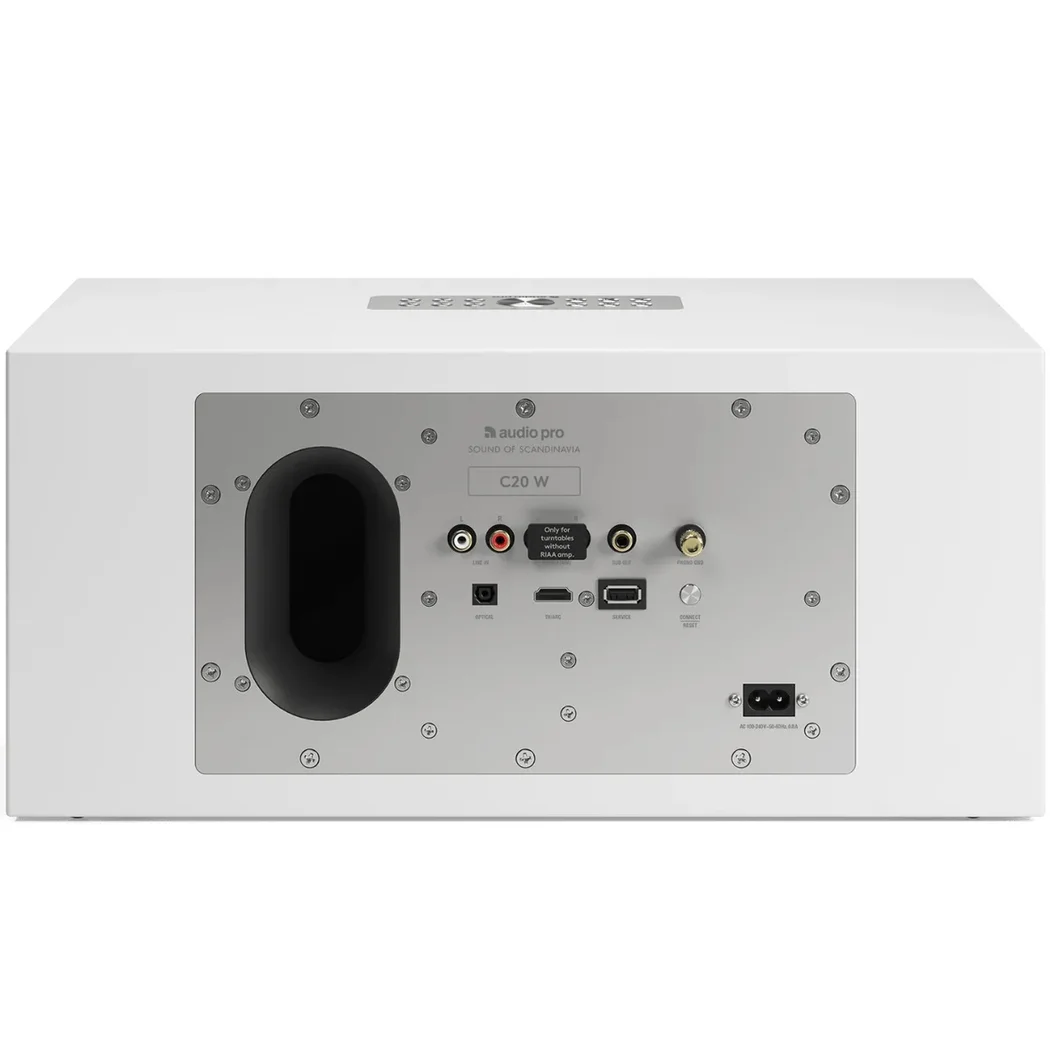 Audio Pro C20 W Multi-Room Wireless Bluetooth WiFi Network Desktop Speaker HDMI ARC Phono Built-in White