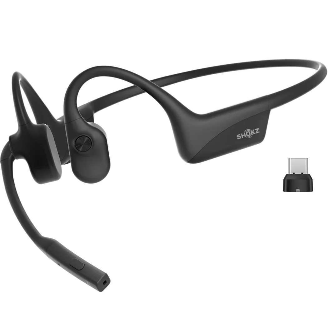 Shokz OpenComm2 UC 2025 Upgrade Wireless Bluetooth Bone Conduction Headset with Boom Mic & Loop120 USB-C Wireless Adapter
