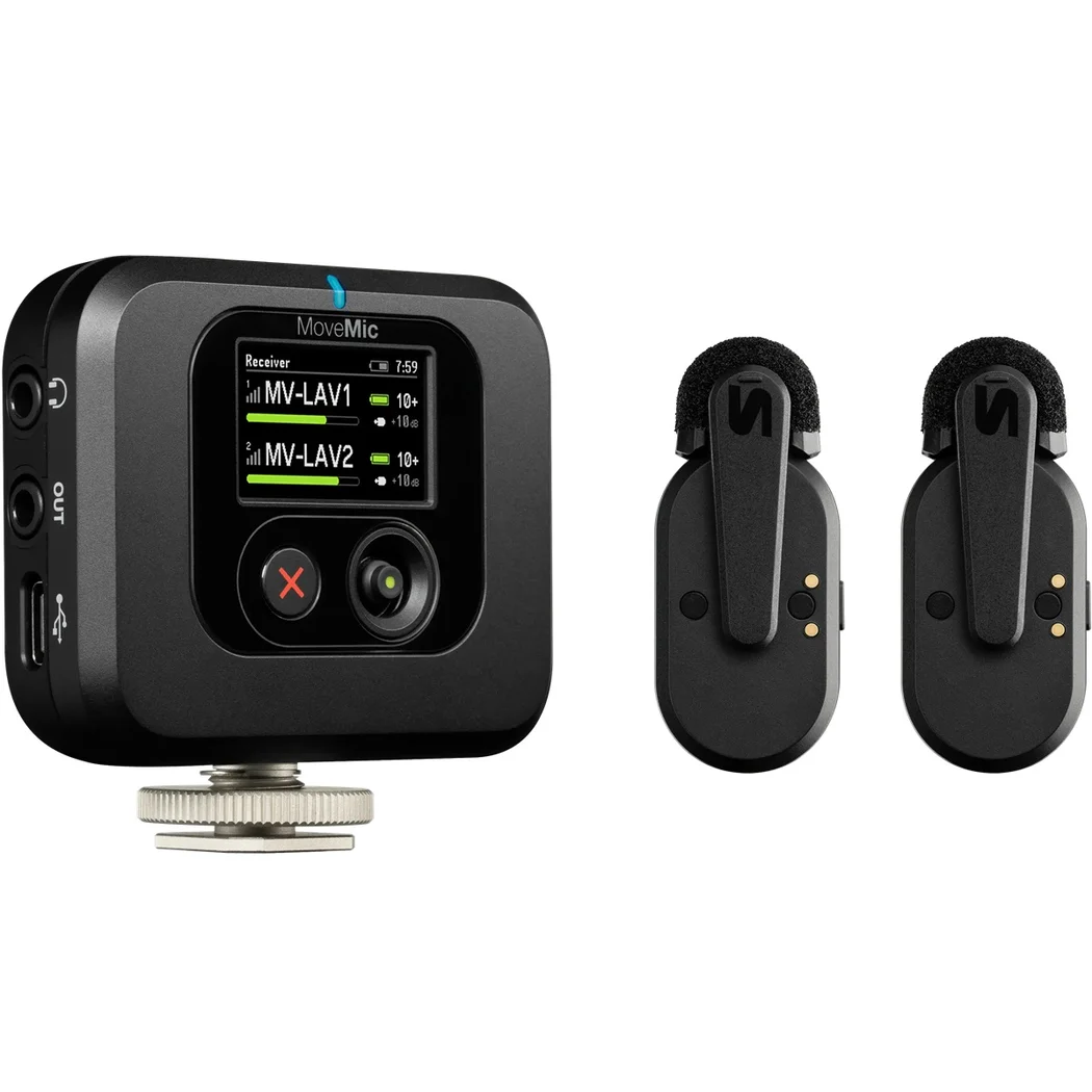 Shure MoveMic Two Receiver Kit Two-Channel Wireless Lavalier Microphone System With Receiver