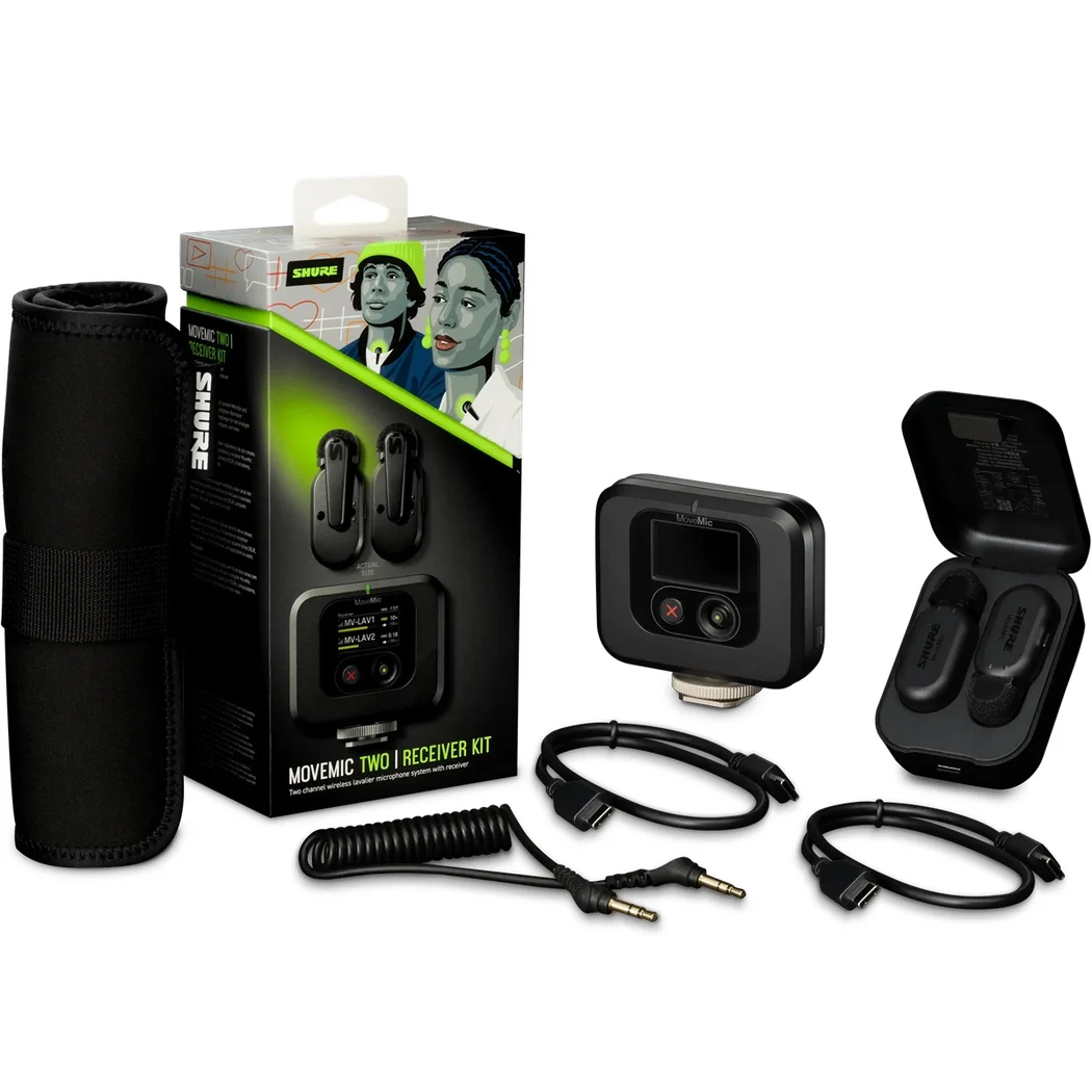 Shure MoveMic Two Receiver Kit Two-Channel Wireless Lavalier Microphone System With Receiver