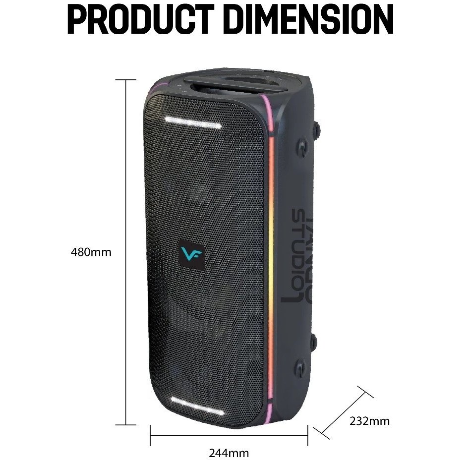 Vinnfier Tango Studio 1 Wireless Bluetooth Portable Speaker with FM Radio & Wireless Handheld Microphones