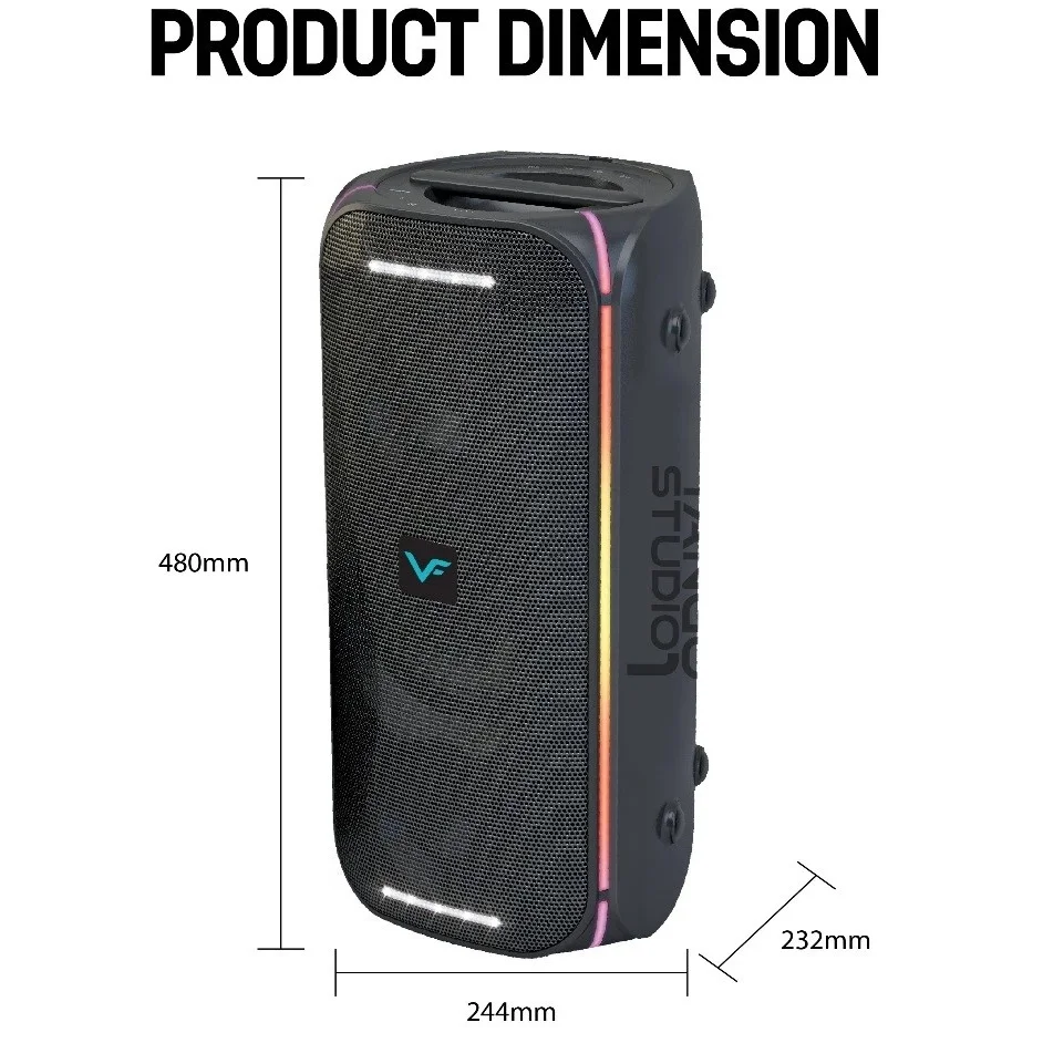 Vinnfier Tango Studio 1 Wireless Bluetooth Portable Speaker with FM Radio & Wireless Handheld Microphones