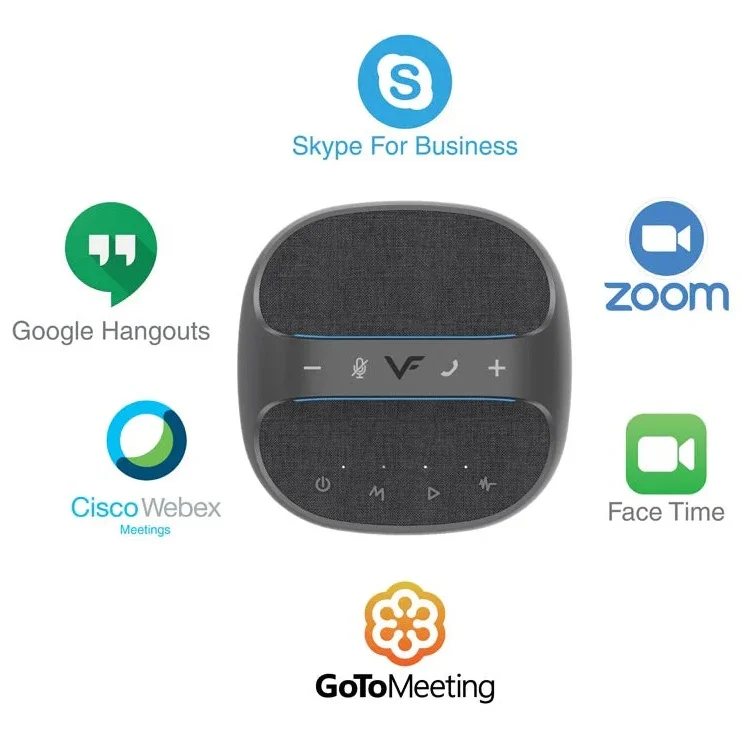 Vinnfier CS-11 Wired USB AUX Wireless Bluetooth Portable Conference Speakerphone with Noise-Cancelling 4-Array 360 Microphones