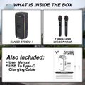 Vinnfier Tango Studio 1 Wireless Bluetooth Portable Speaker with FM Radio & Wireless Handheld Microphones