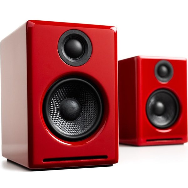 Audioengine A2+ Wireless (USB-C) Wireless Bluetooth Desktop Bookshelf Speakers - Hi-Gloss Red