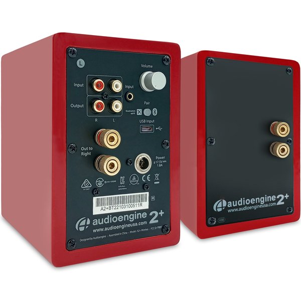 Audioengine A2+ Wireless (USB-C) Wireless Bluetooth Desktop Bookshelf Speakers - Hi-Gloss Red
