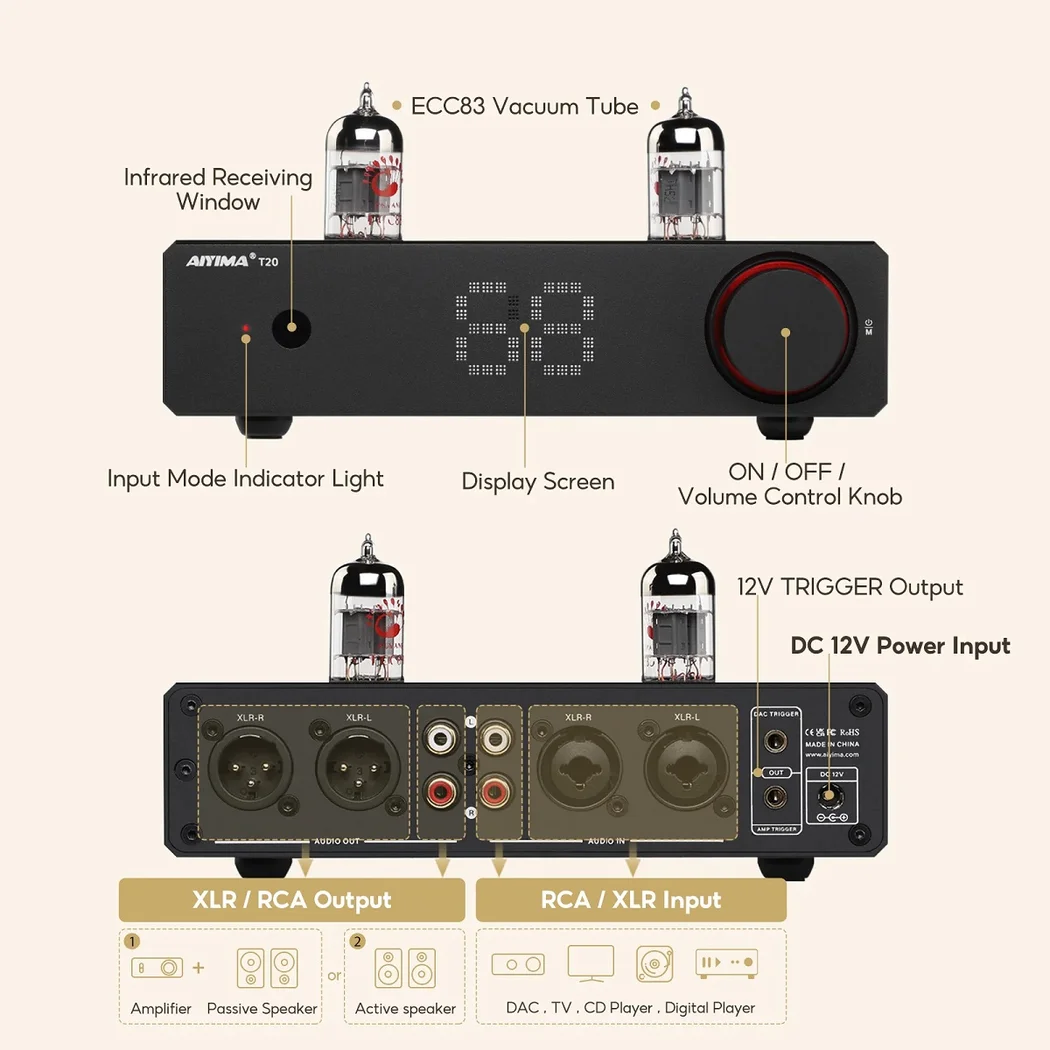 AIYIMA T20 Balanced Tube Preamplifier