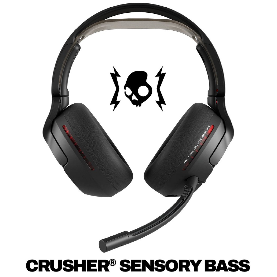 Skullcandy Crusher PLYR 720 Wireless Bluetooth+2.4GHz Multi-Platform Over-Ear Gaming Headset with Mic - Digi-Black