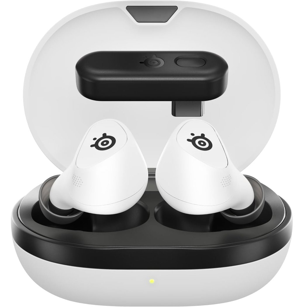 SteelSeries Arctis GameBuds True Wireless Bluetooth+2.4GHz Noise-Cancelling Multi-Platform In-Ear Earphone with Mic - White