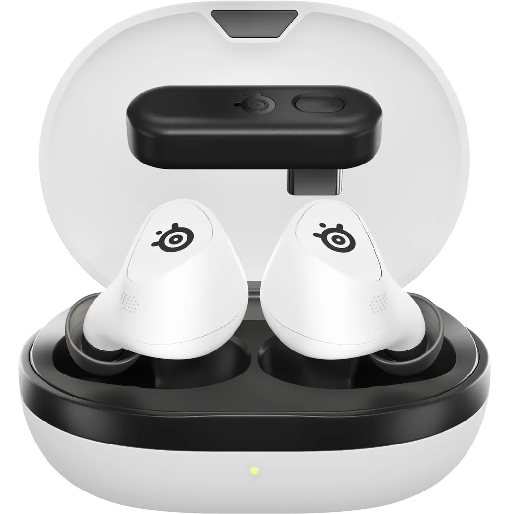 SteelSeries Arctis GameBuds True Wireless Bluetooth+2.4GHz Noise-Cancelling Multi-Platform In-Ear Earphone with Mic - White