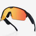 Chamelo Music Shield Smart Tint-Adjustable Sports Sunglasses (Matte Black Frame Fire Lenses)