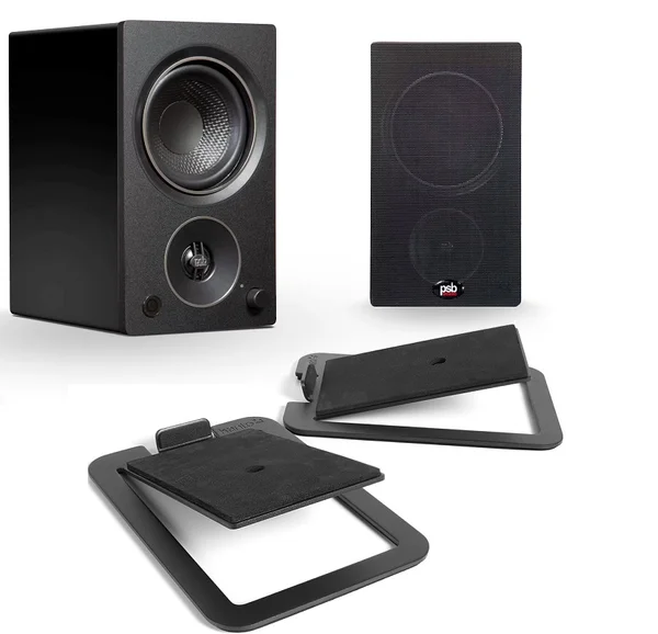 PSB Alpha AM5 + Kanto S6 Bookshelf Speakers & Desktop Stands Bundle