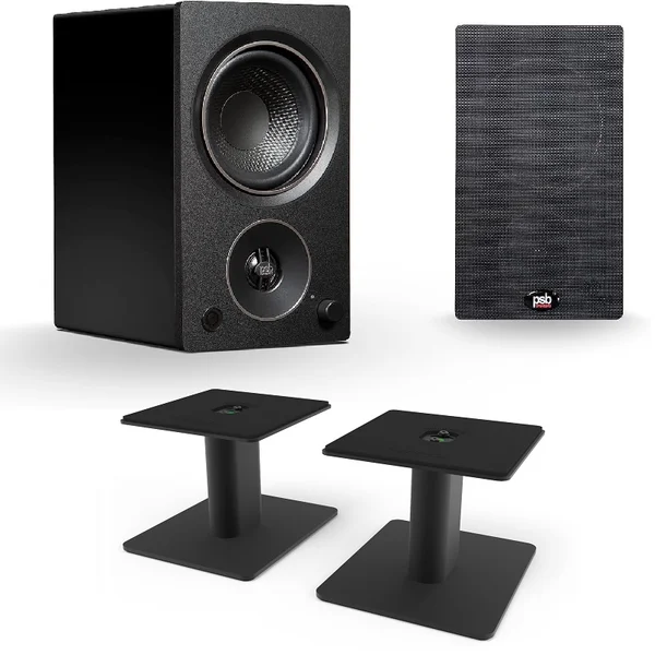 PSB Alpha AM3 + Kanto SP6HD Bookshelf Speakers & Desktop Stands Bundle
