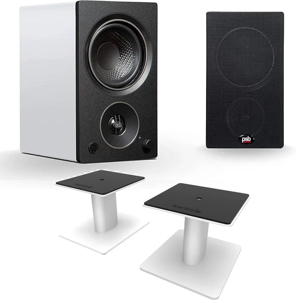 PSB Alpha AM3 + Kanto SP6HD Bookshelf Speakers & Desktop Stands Bundle