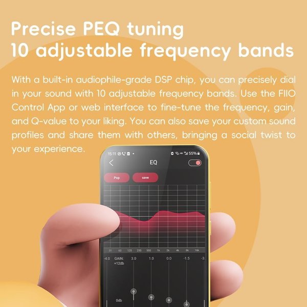 FiiO SNOWSKY TINY A USB Type-C to 3.5mm TRS Portable USB DAC & Headphone Amplifier Adapter with USB-C Charging Port - Black