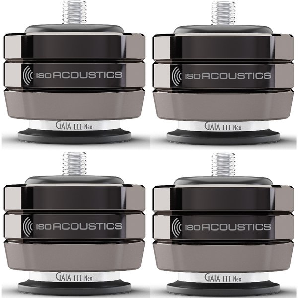 IsoAcoustics GAIA III Neo Floor Acoustic Isolators for Floorstanding Speakers & Subwoofers (4 units/set) - Dark Chrome