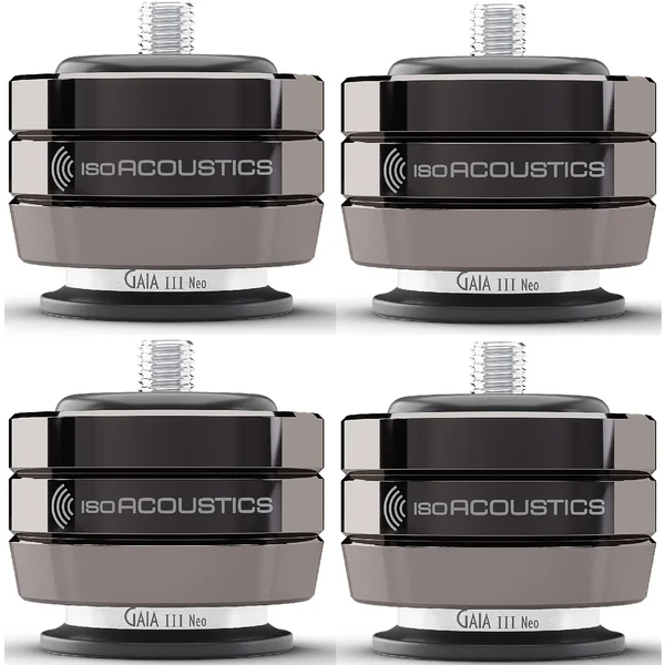 IsoAcoustics GAIA III Neo Floor Acoustic Isolators for Floorstanding Speakers & Subwoofers (4 units/set) - Dark Chrome