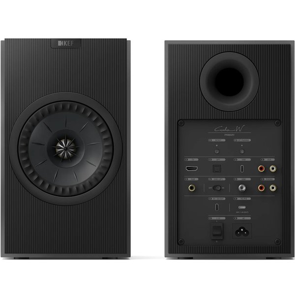KEF Coda W Wireless Bluetooth Desktop Bookshelf Speakers (with HDMI & Phono) - Dark Titanium
