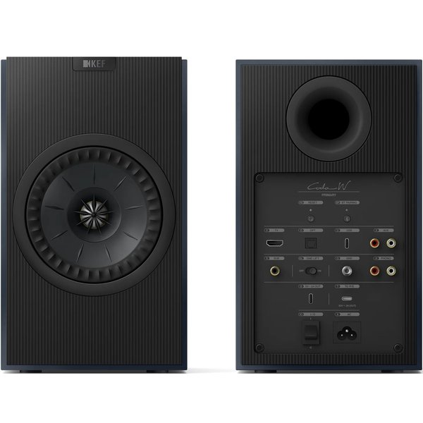 KEF Coda W Wireless Bluetooth Desktop Bookshelf Speakers (with HDMI & Phono) - Midnight Blue