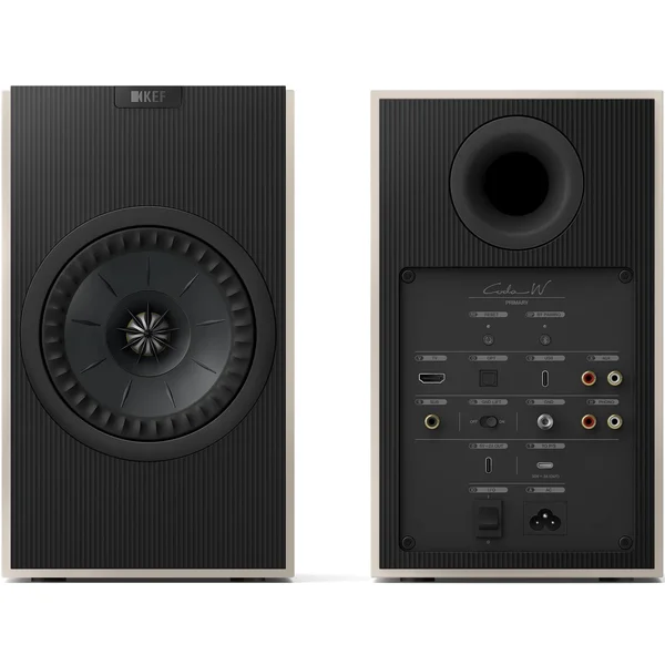 KEF Coda W Wireless Bluetooth Desktop Bookshelf Speakers (with HDMI & Phono) - Nickel Grey